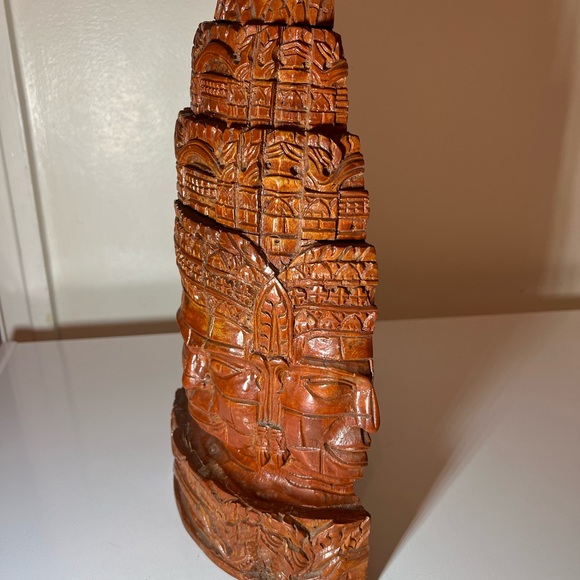 Vintage Cambodian Hand-Carved Proum Face 13" - Picture 3 of 3